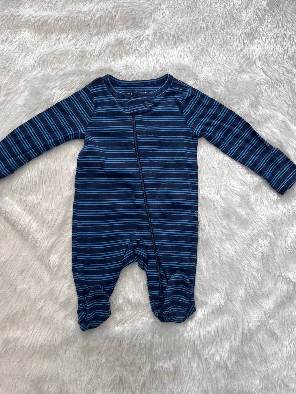 Blue Stripe-Newborn Romper
