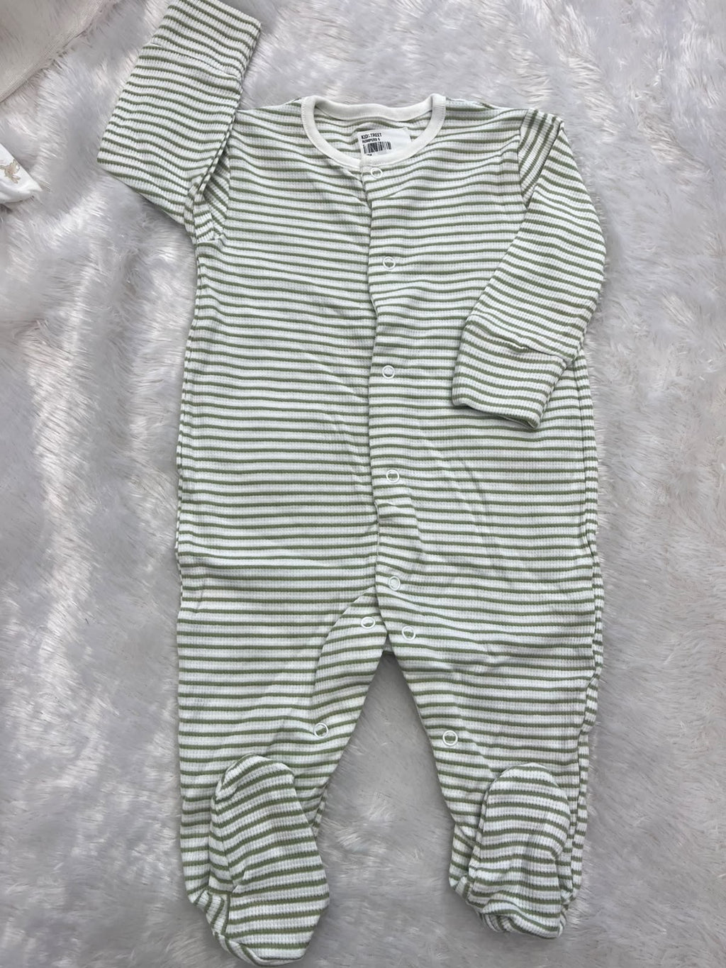 White and green striped Romper