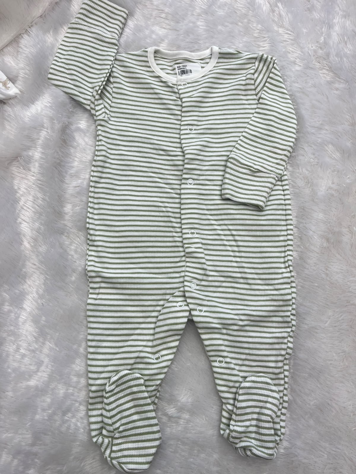 White and green striped Romper