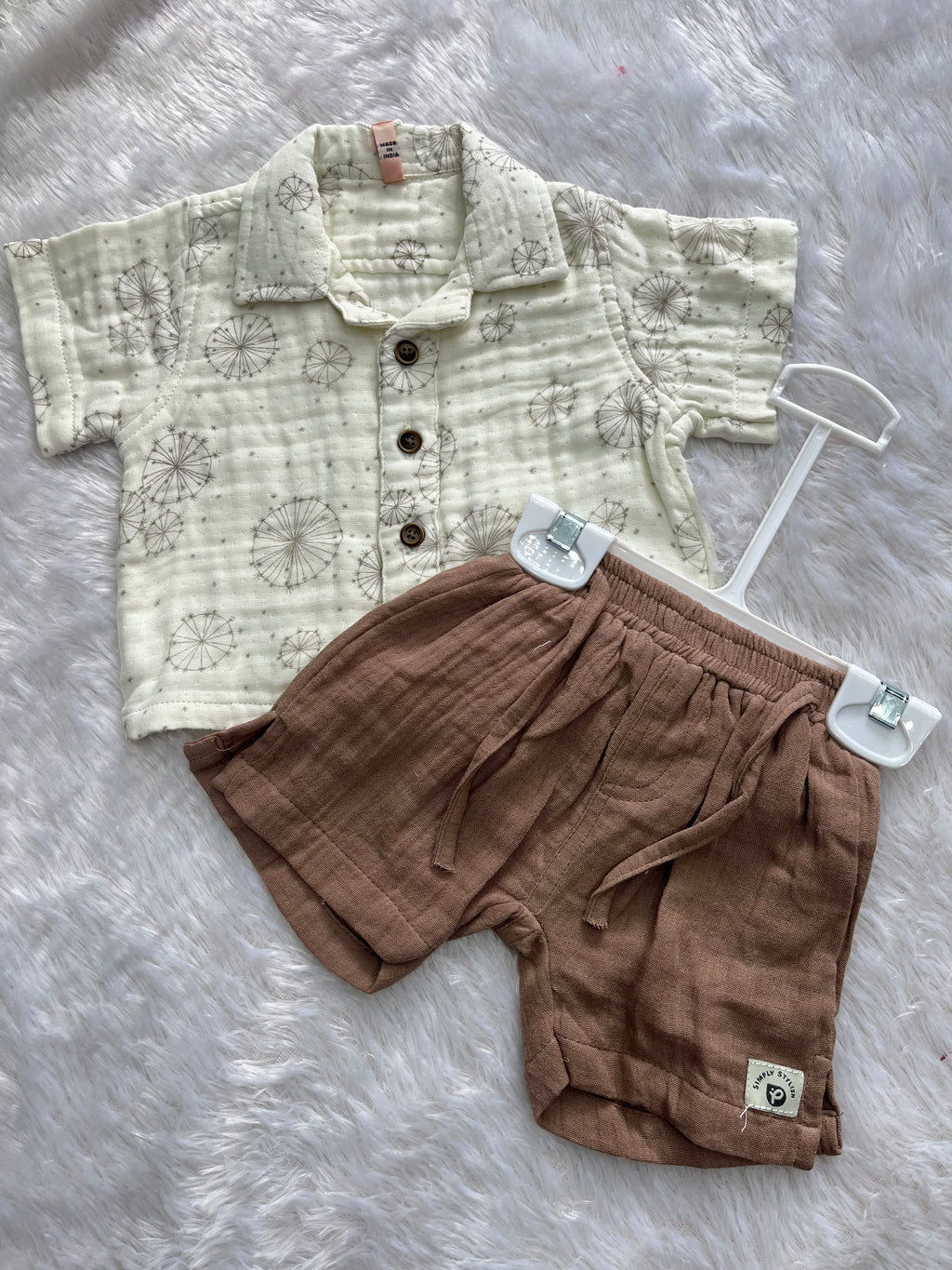 Ivory Shirt With Brown shorts