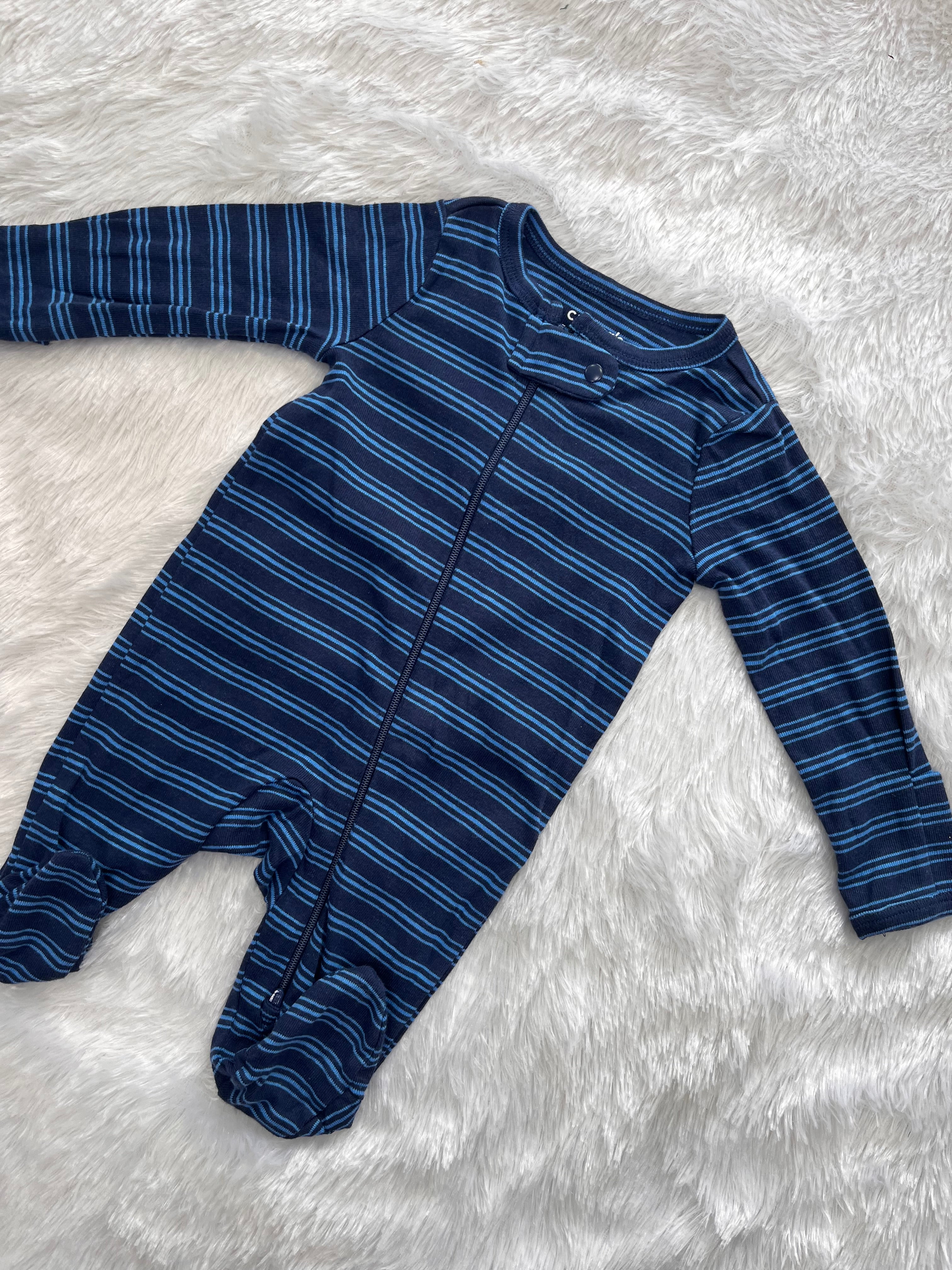 Blue Stripe-Newborn Romper