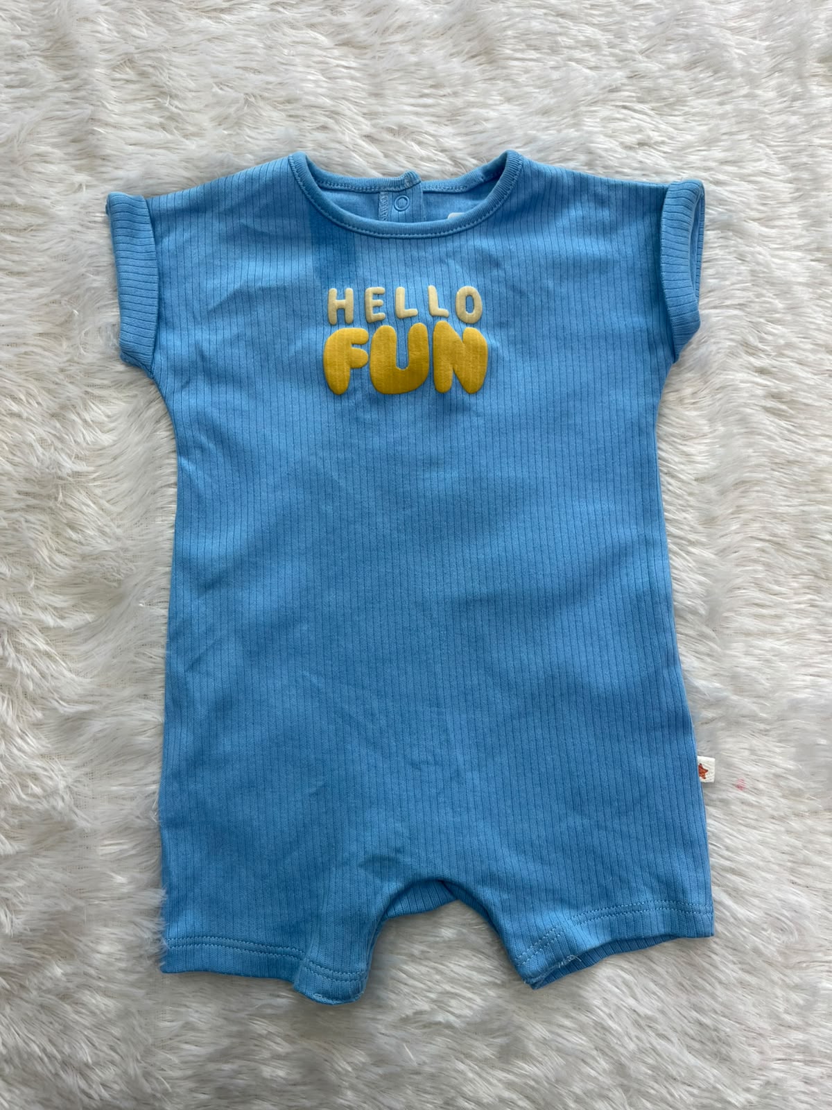 Hello Fun - Blue Ribbed Half Jumpsuit