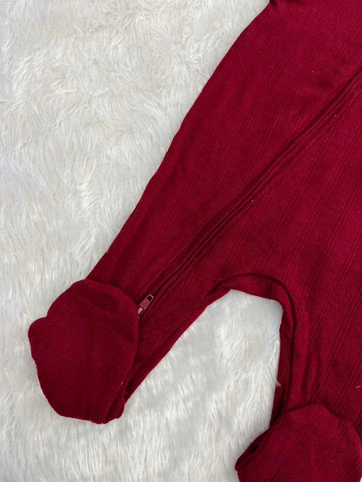 Red ribbed Romper