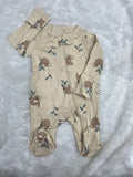 Cute Beige Zipper Romper