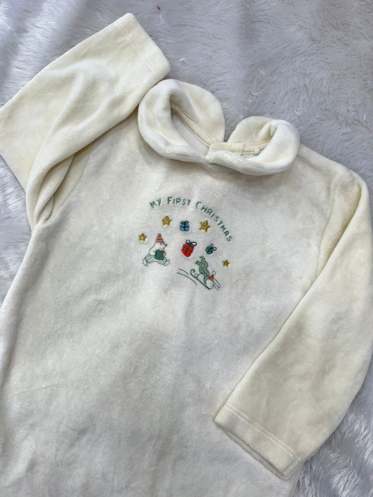 My First Christmas Velvet Romper