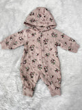 Floral Bliss-Quilted Hooded Romper- 1564