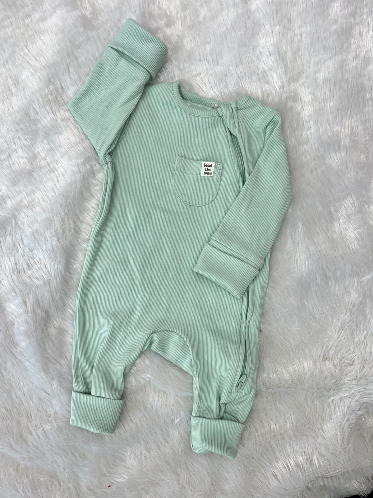 Green Ribbed Romper