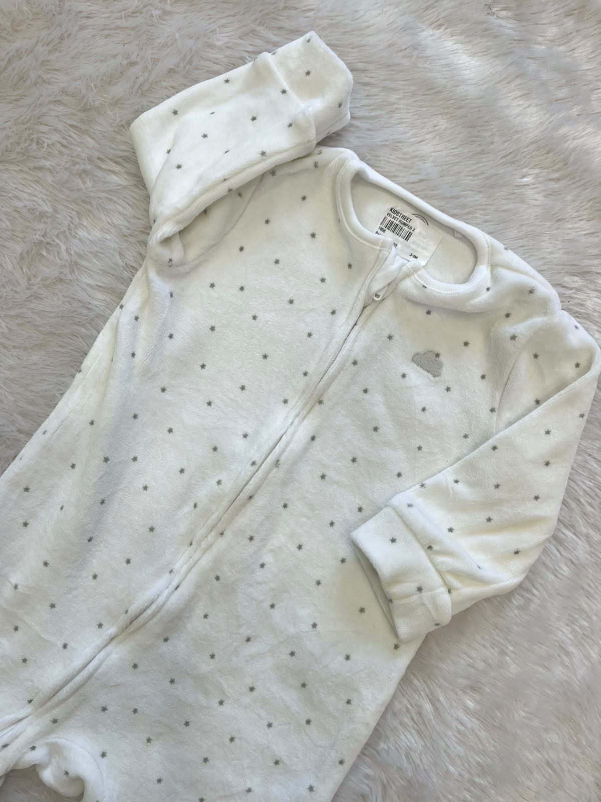 White velvet Romper- cloud