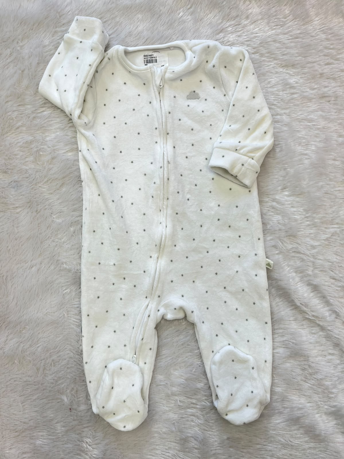 White velvet Romper- cloud