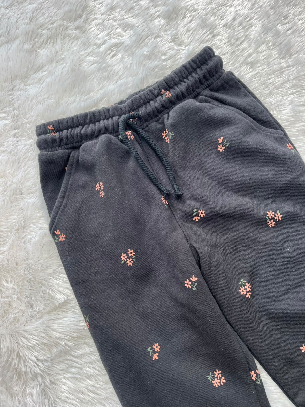 Black floral track pant