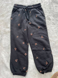 Black floral track pant