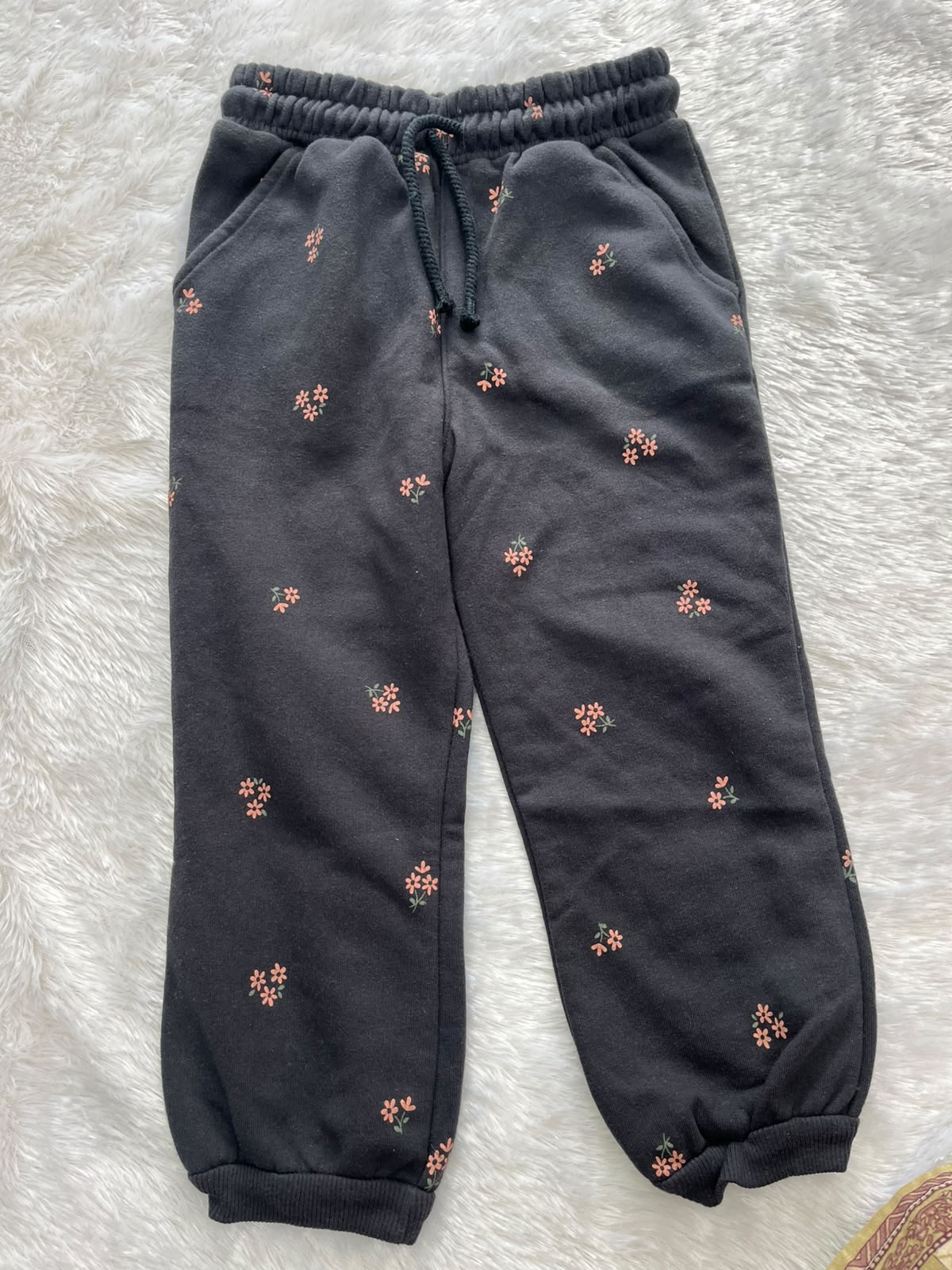 Black floral track pant