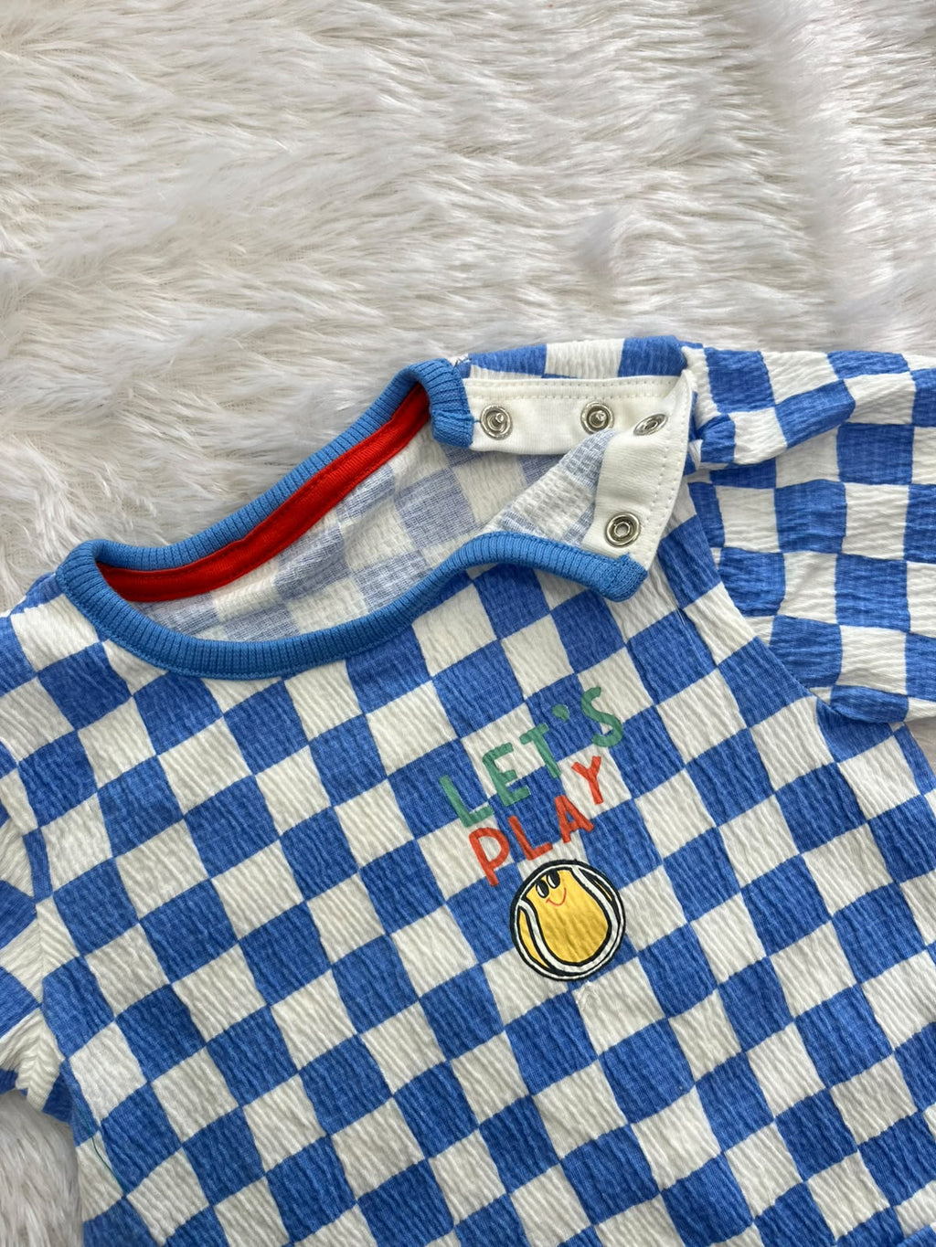 Blue check Half jumpsuit