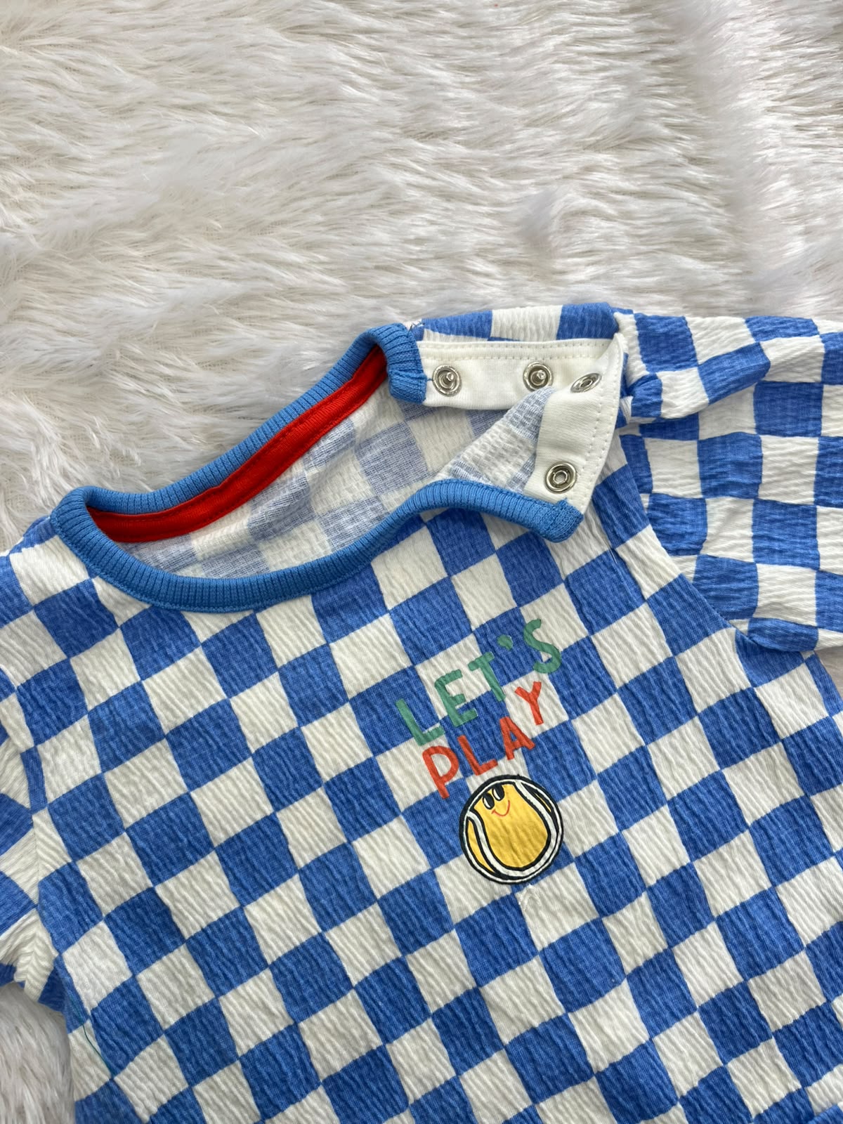 Blue check Half jumpsuit
