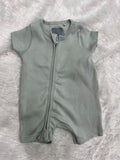 Half jumpsuit-Pastel Green Ribbed - 2151