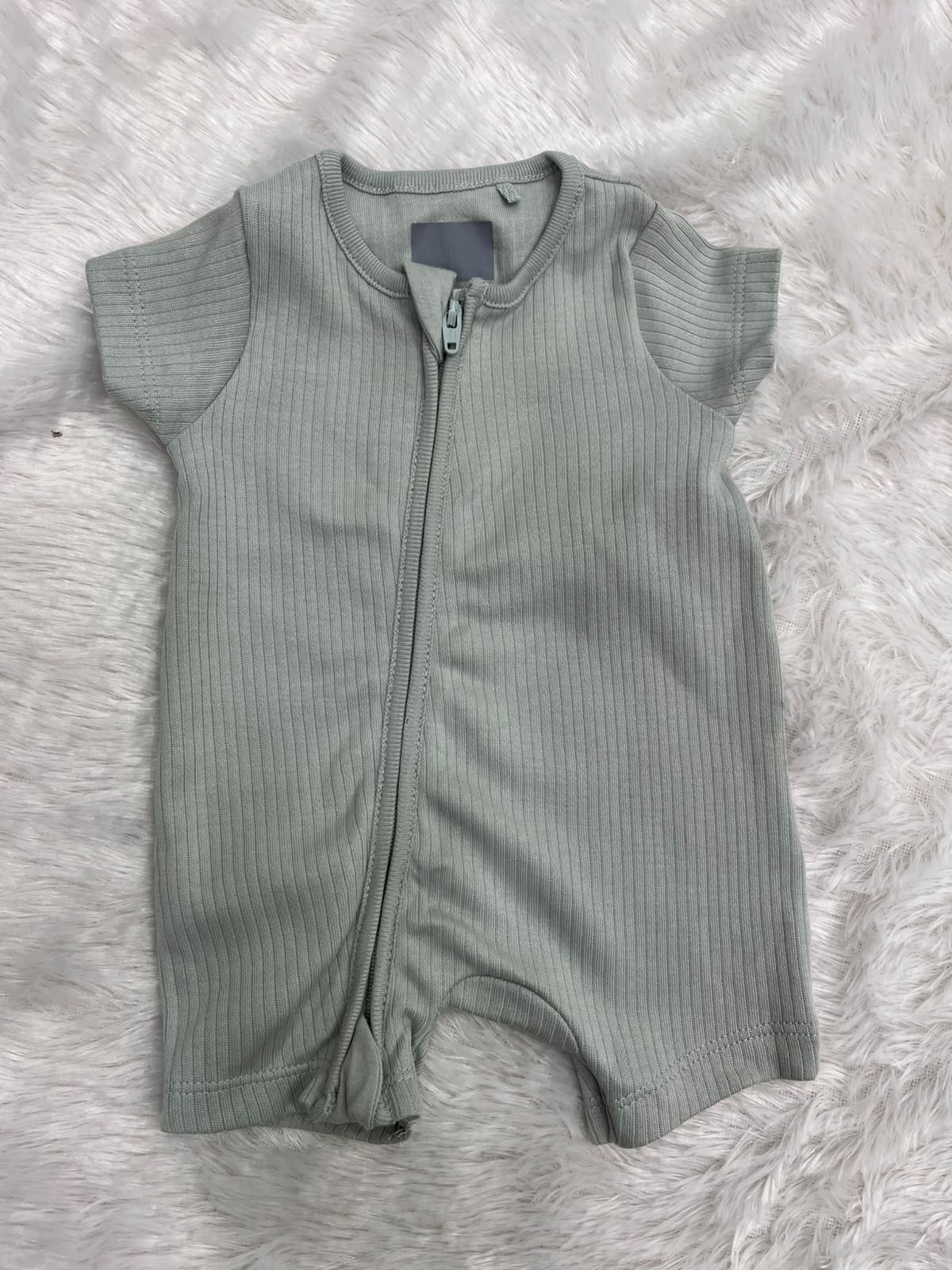 Half jumpsuit-Pastel Green Ribbed - 2151
