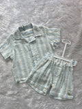 Sky blue stripes- Shirt and shorts set