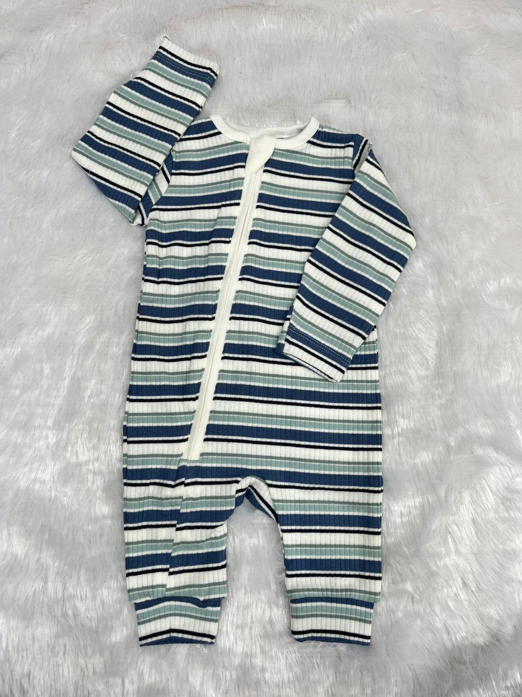 STRIPED NON FOOTED ROMPER-1010