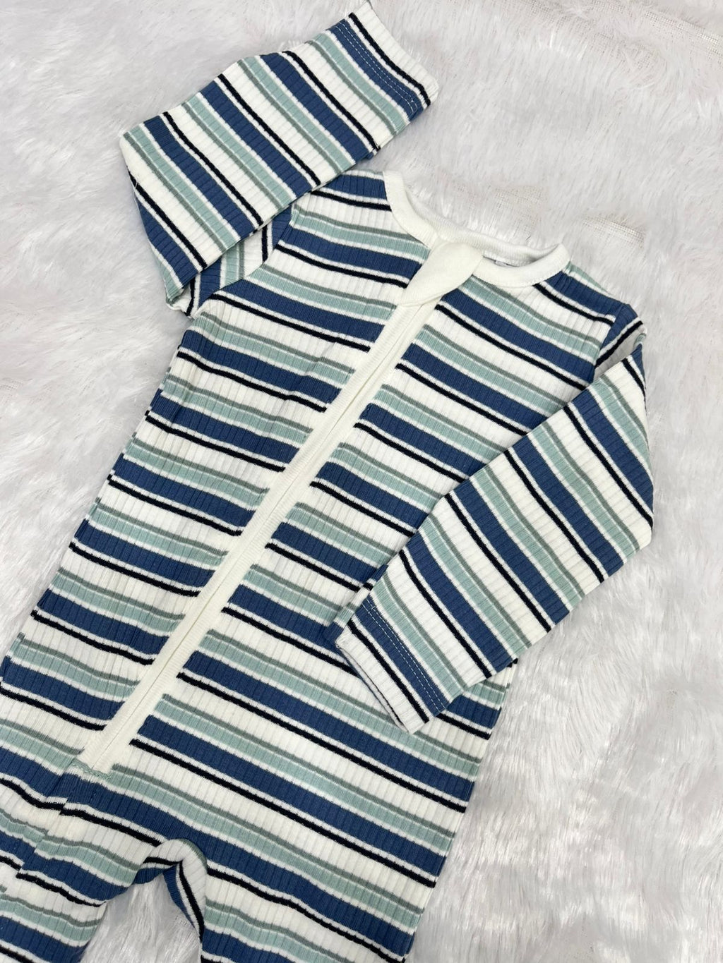 STRIPED NON FOOTED ROMPER-1010