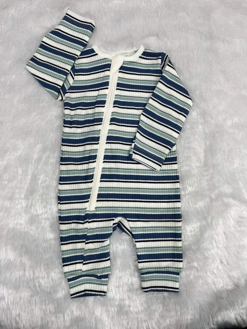 STRIPED NON FOOTED ROMPER-1010