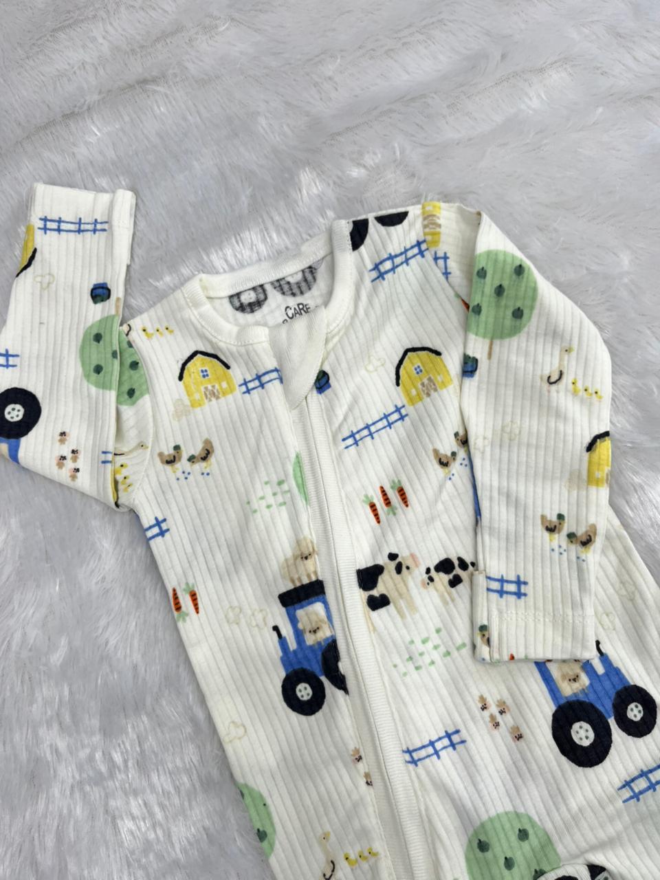 FARM PRINT IN WHITE ROMPER-1017