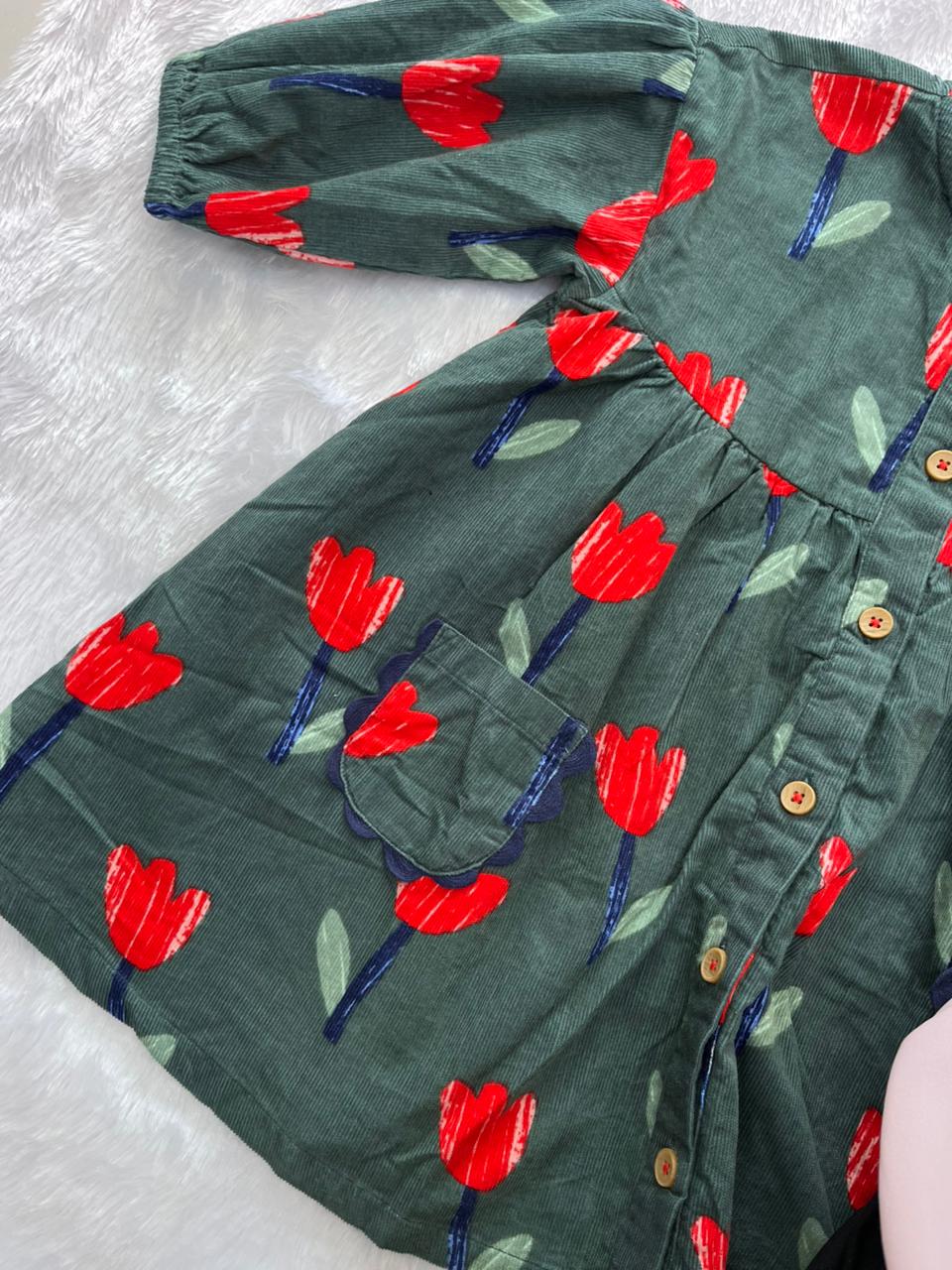TULIPS CORDUROY FROCK-1045