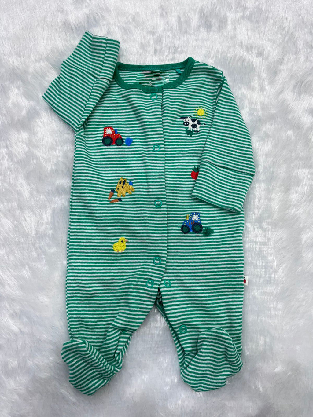 GREEN STRIPED ROMPER