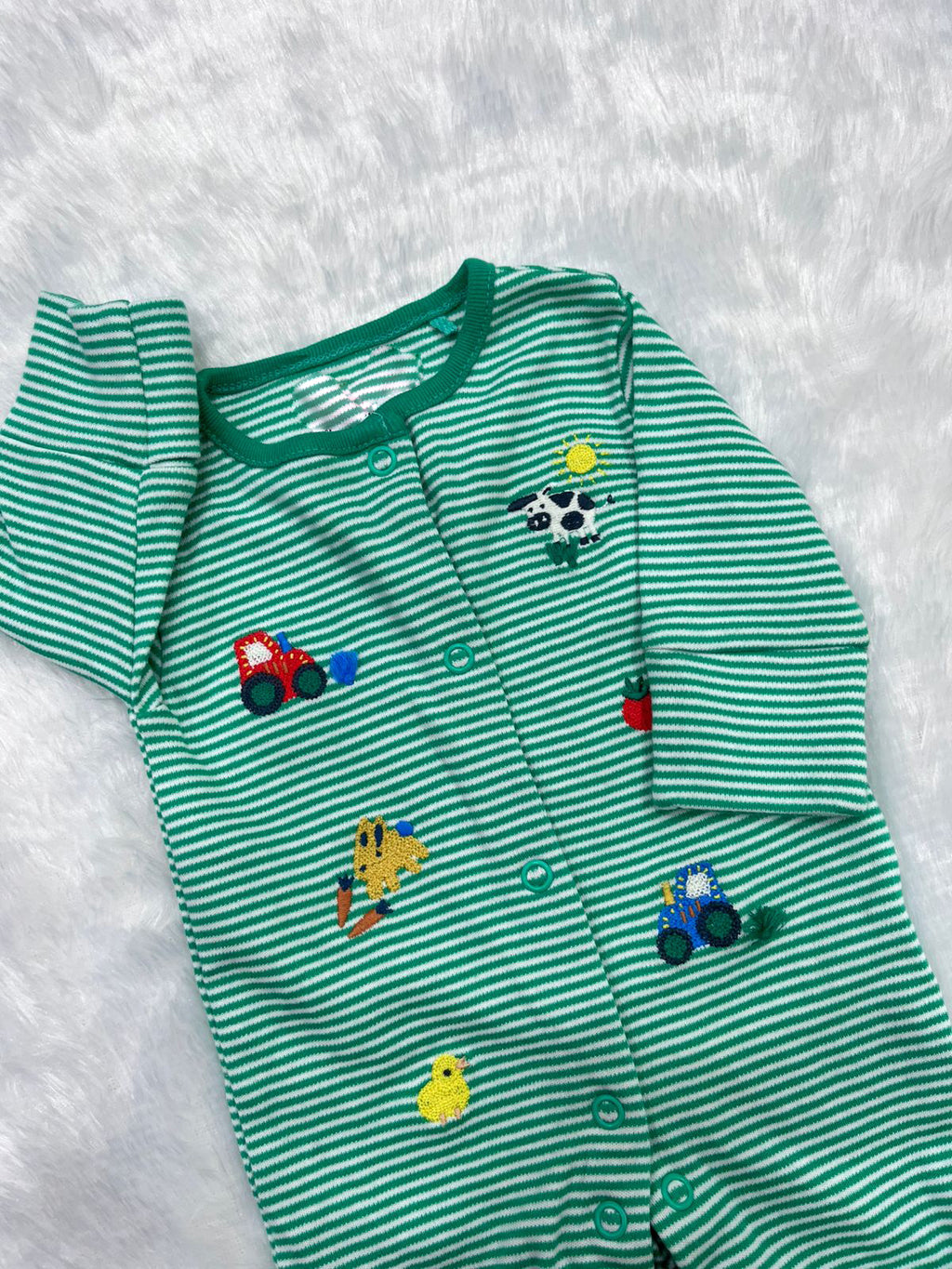 GREEN STRIPED ROMPER