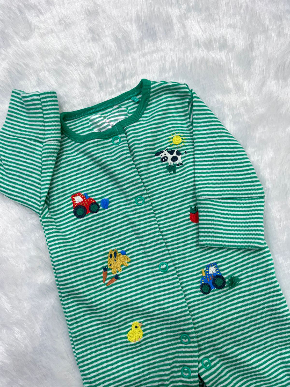 GREEN STRIPED ROMPER