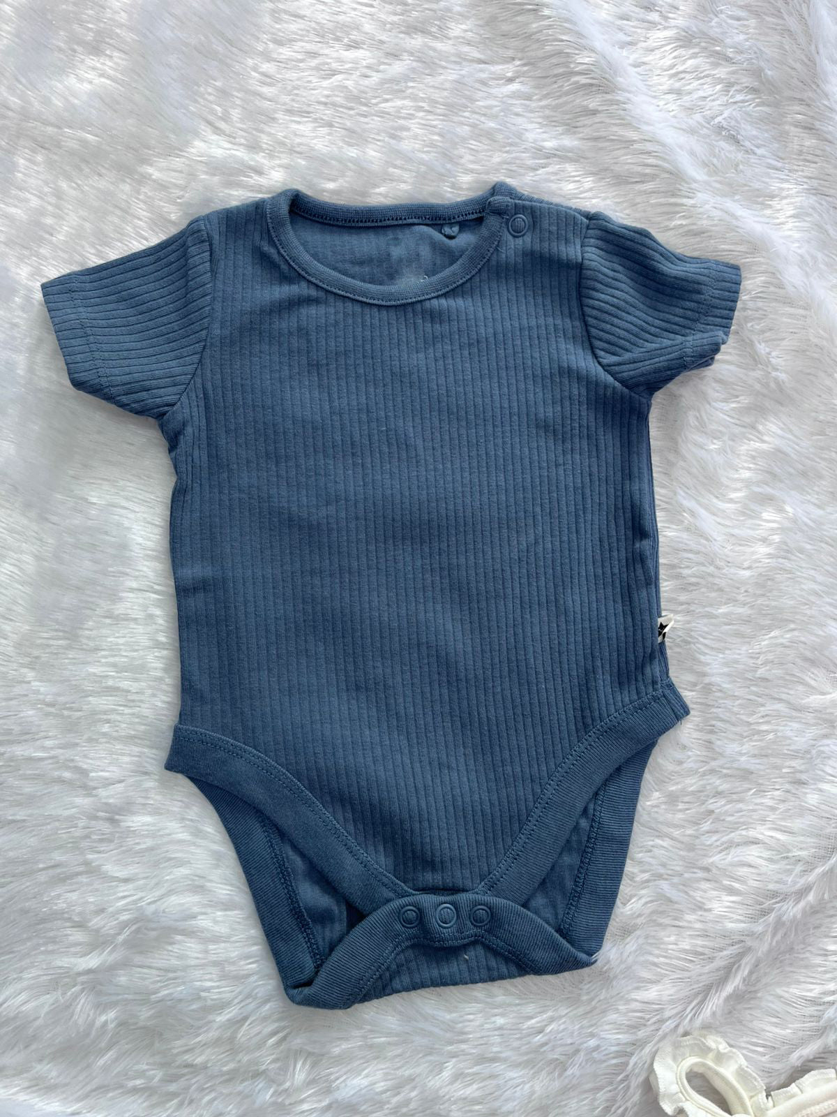 BLUE RIBBED ONESIE