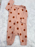 PEACH POLKA DOT ROMPER