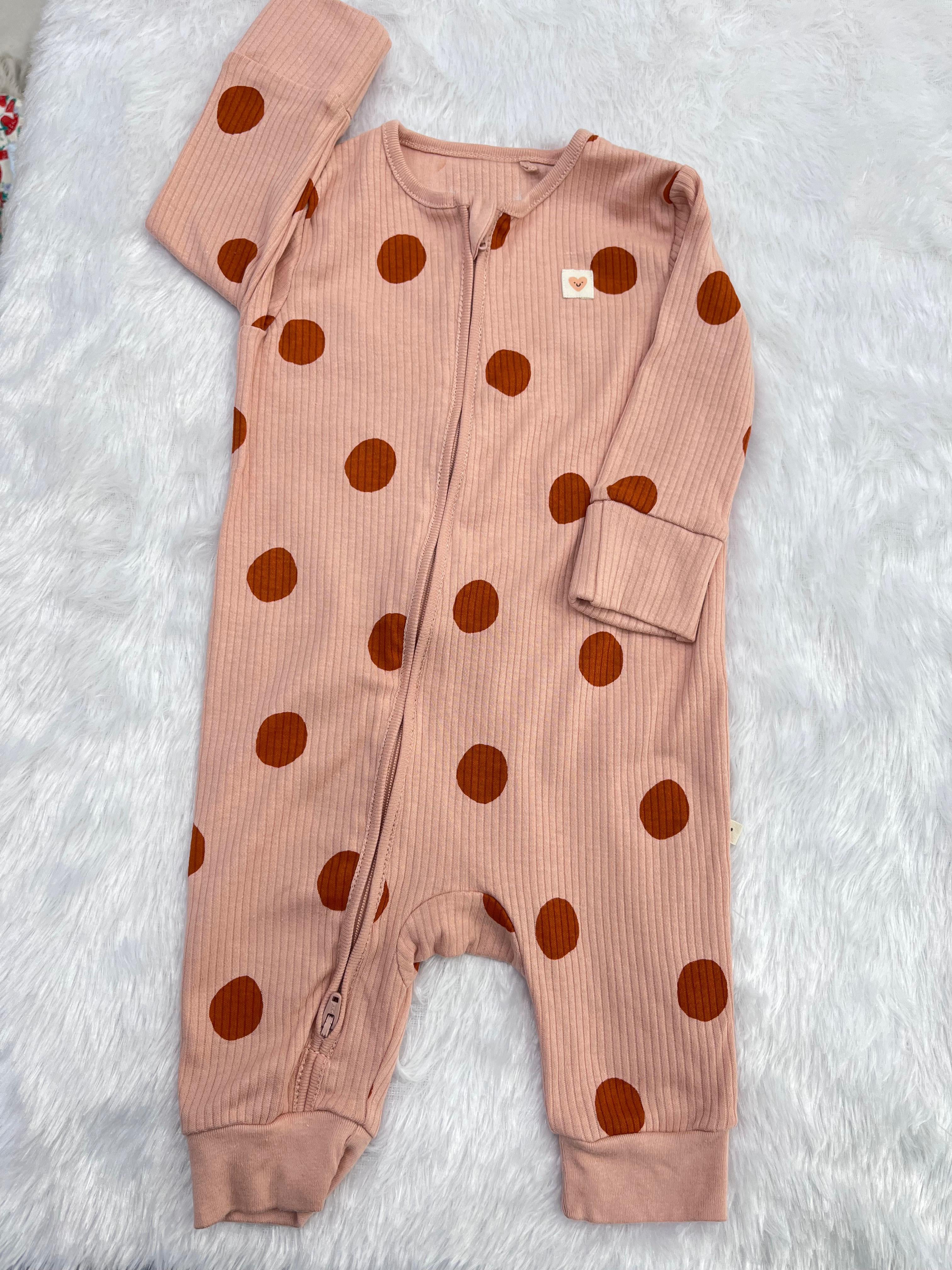 PEACH POLKA DOT ROMPER