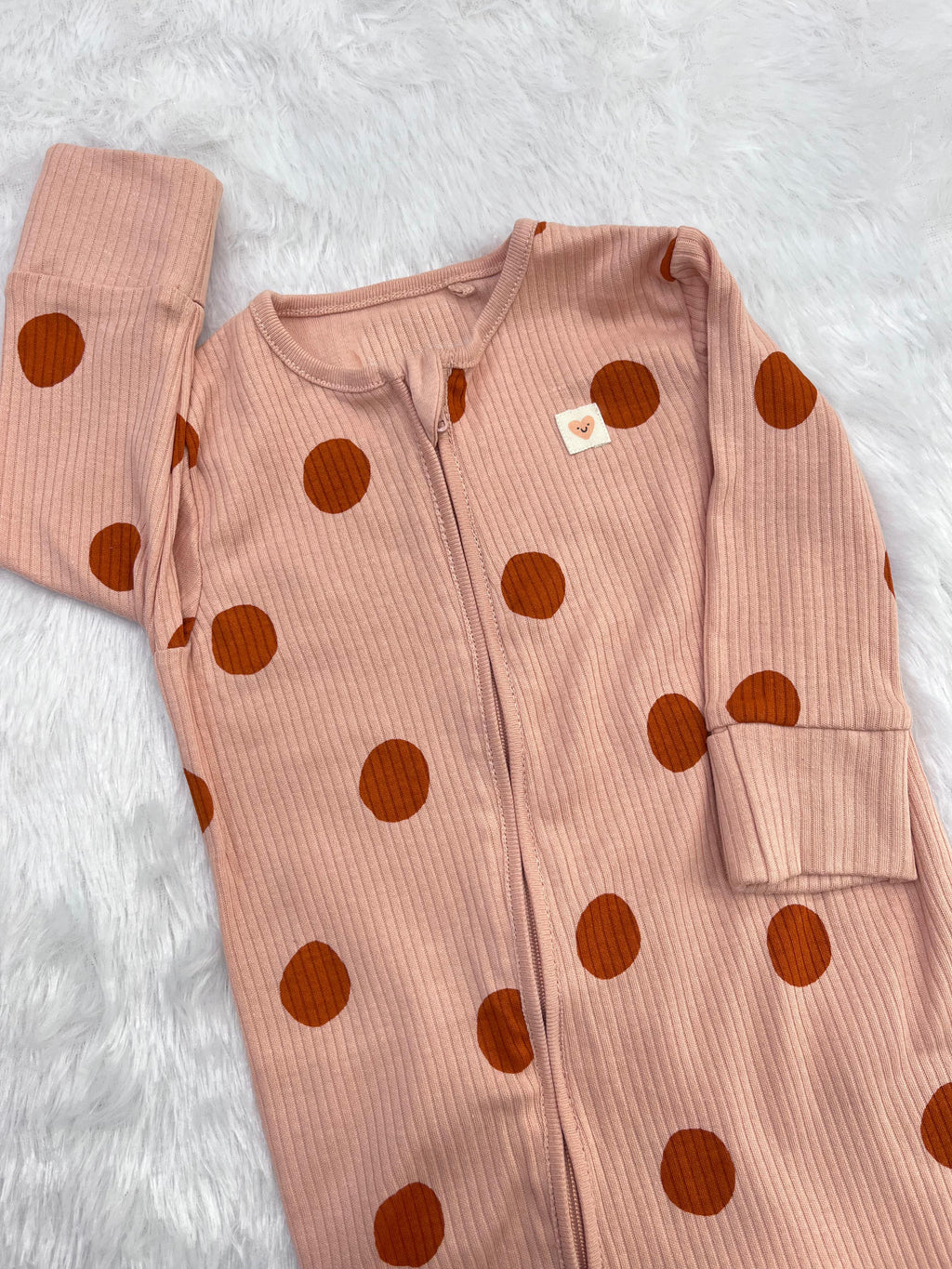 PEACH POLKA DOT ROMPER