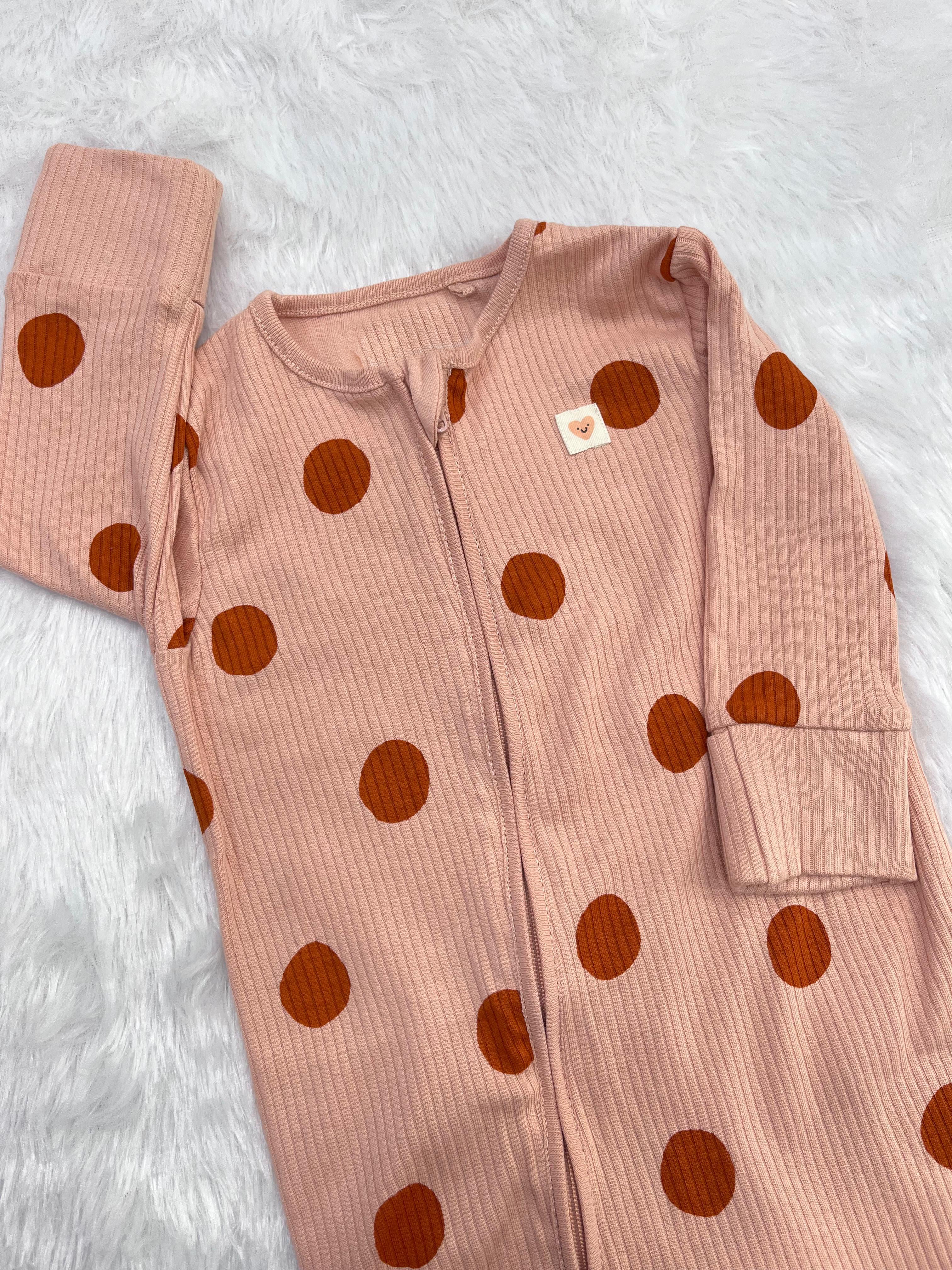 PEACH POLKA DOT ROMPER