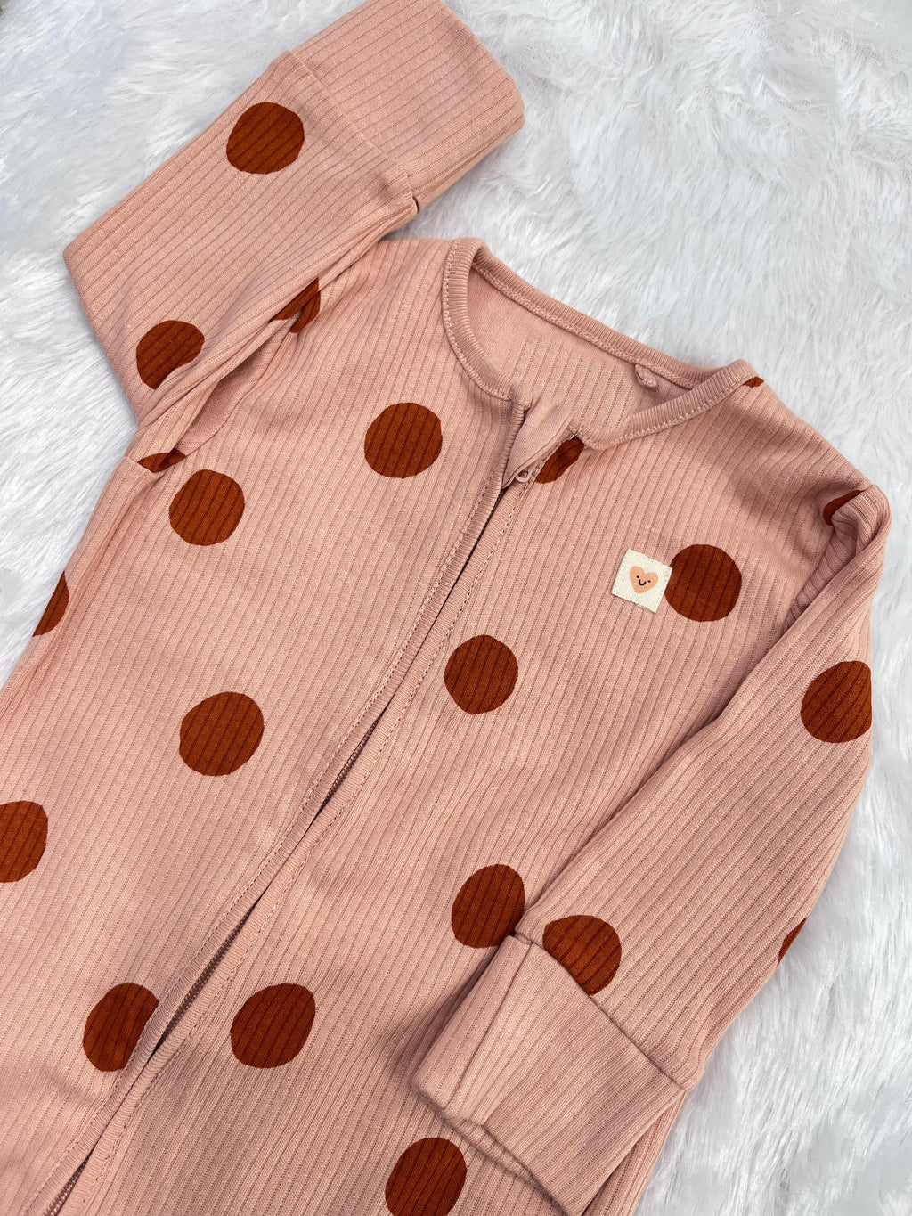 PEACH POLKA DOT ROMPER