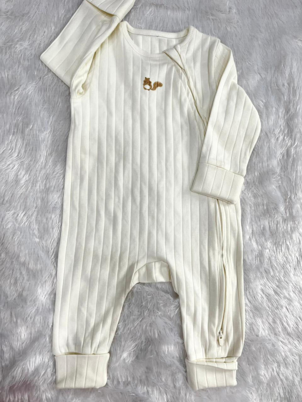 PURE WHITE RIBBED ROMPER-303