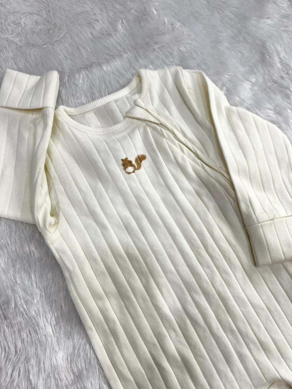 PURE WHITE RIBBED ROMPER-303