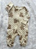 BEIGE CHECKERED ROMPER