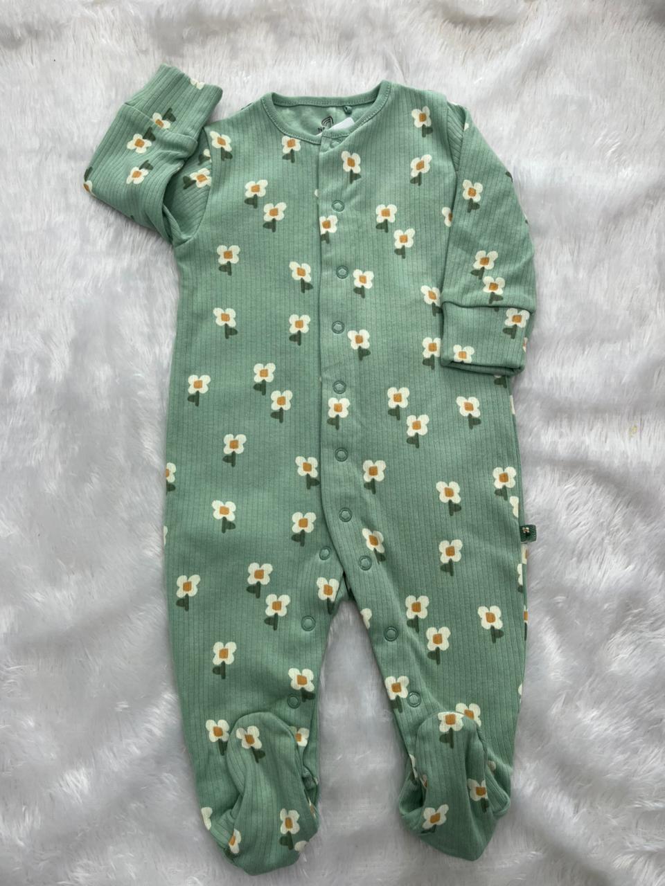 GREEN FLORAL ROMPER