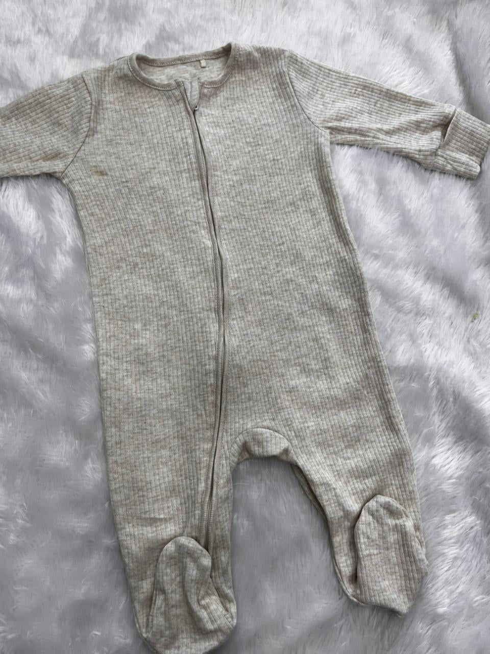 BEIGE RIBBED ROMPER