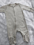 BEIGE RIBBED ROMPER- Footed and Non footed