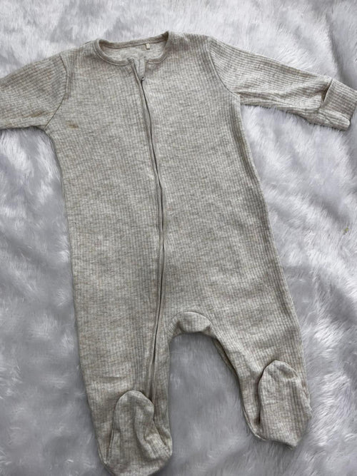 BEIGE RIBBED ROMPER