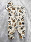 BEIGE FARM PRINT-ROMPER
