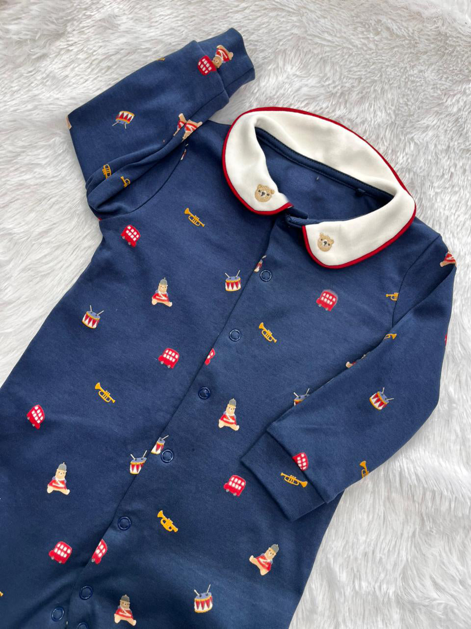NAVY BLUE COLLAR ROMPER