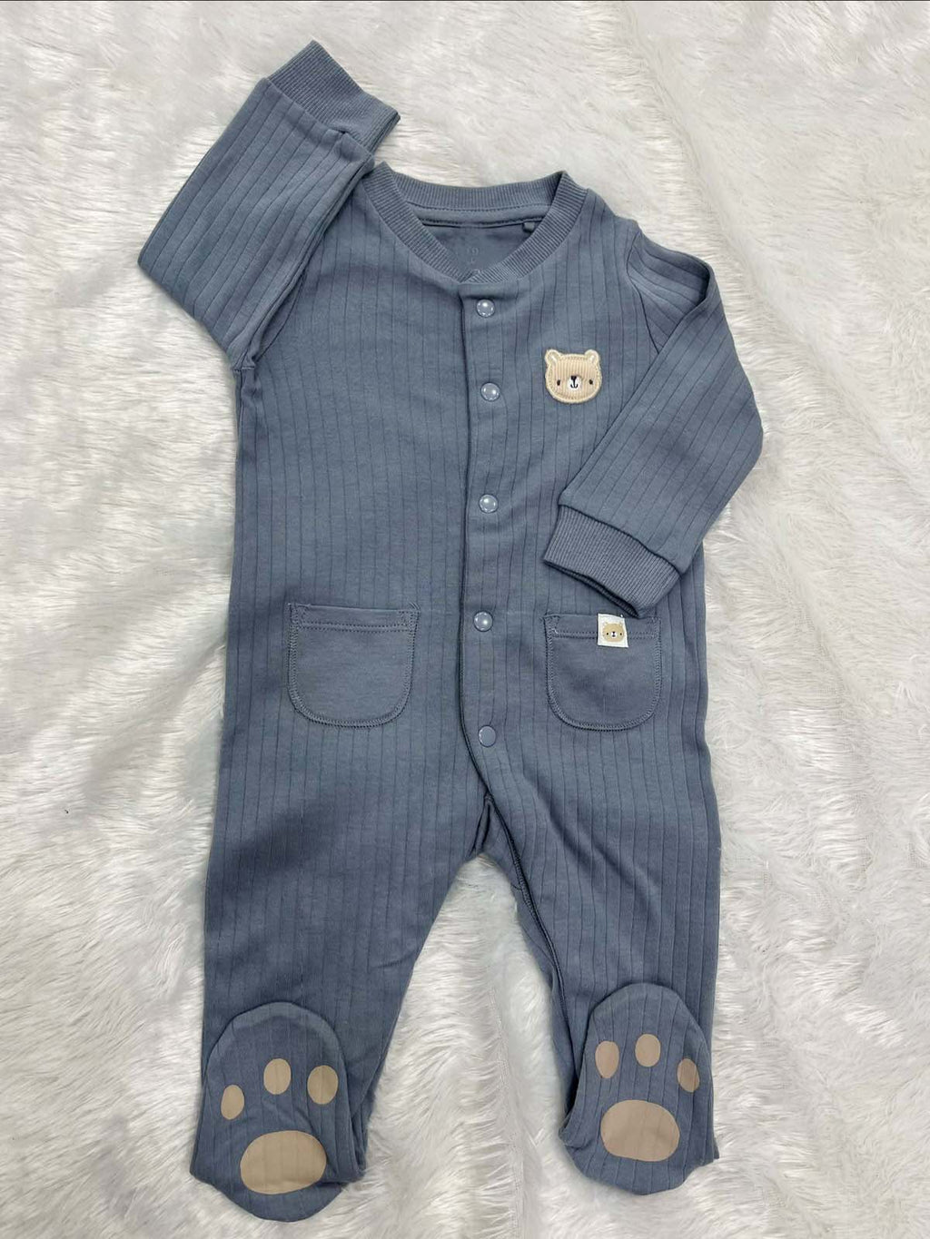 RIBBED CUTE TEDDY ROMPER