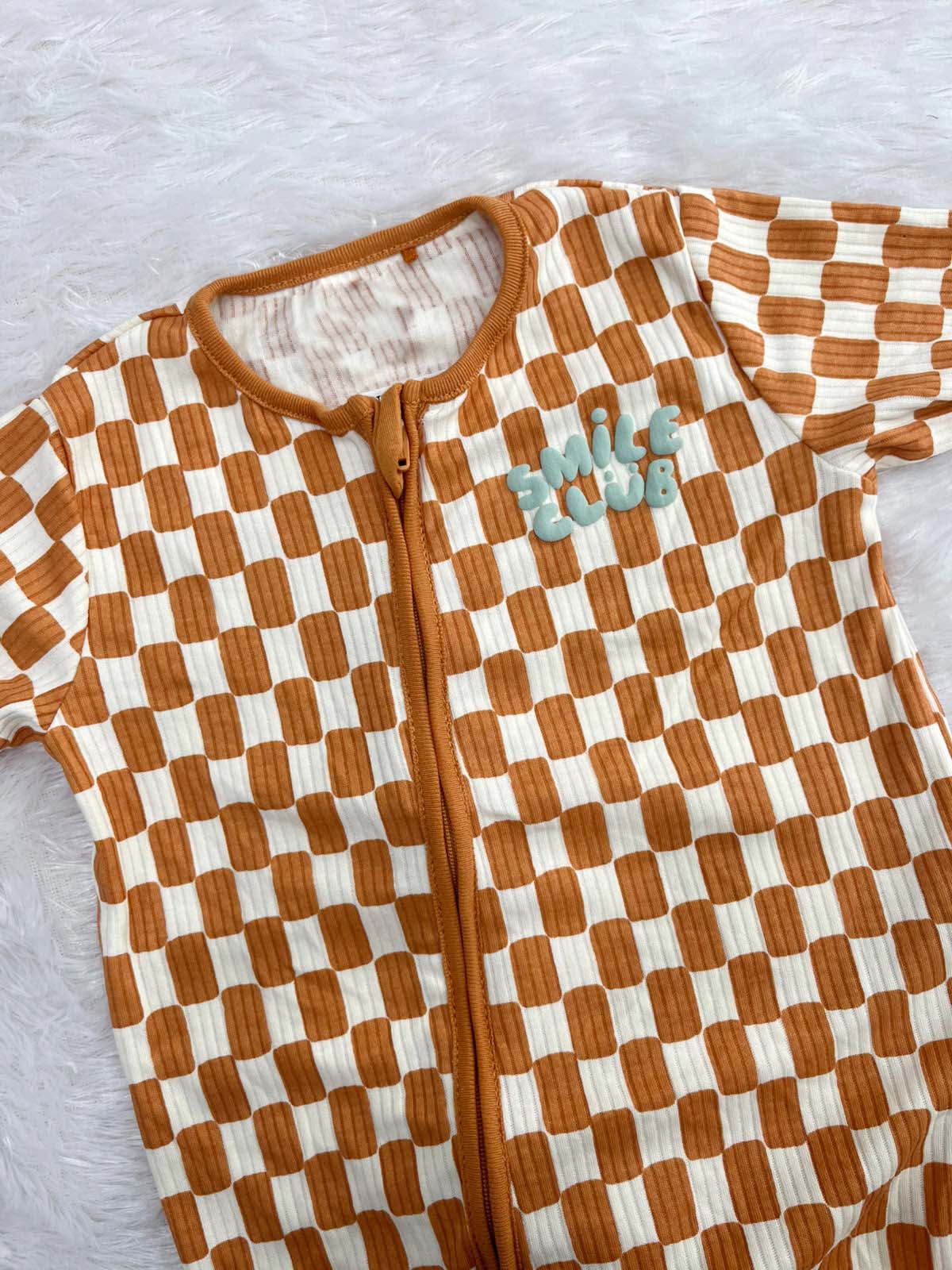 Brown Checkered Romper