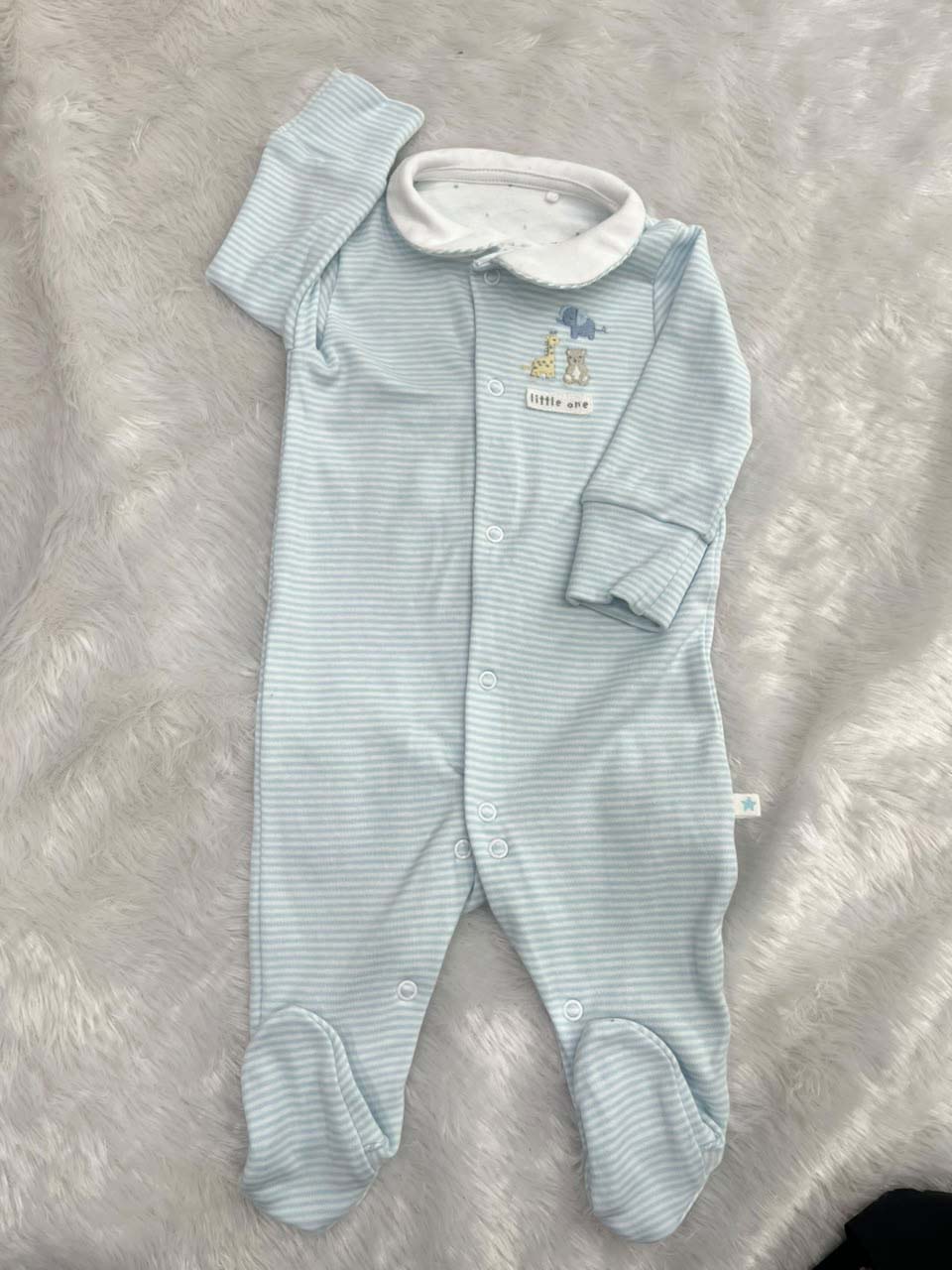 BLUE STRIPED COLLAR ROMPER