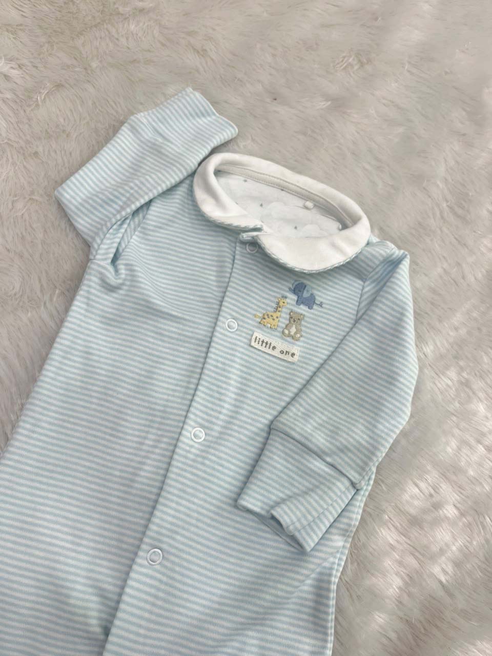 BLUE STRIPED COLLAR ROMPER