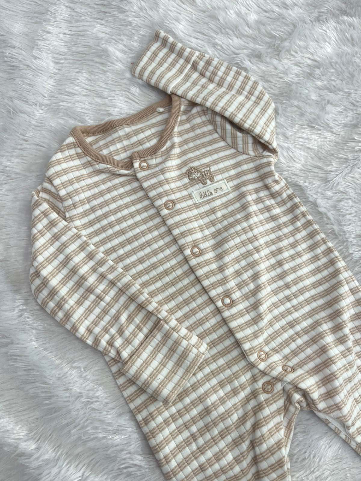 BEIGE STRIPED ROMPER