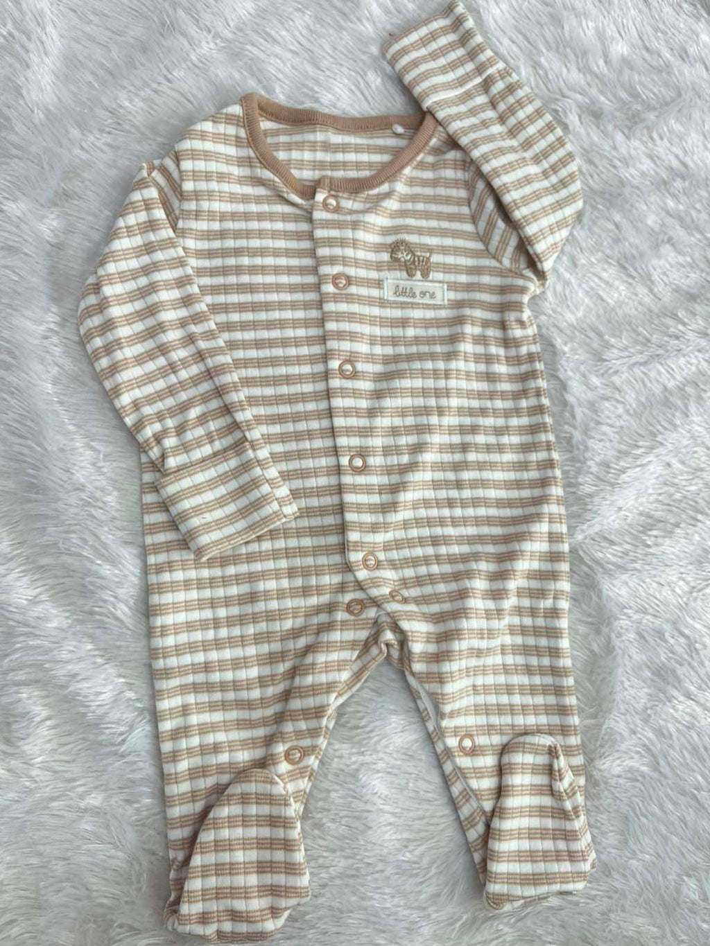 BEIGE STRIPED ROMPER
